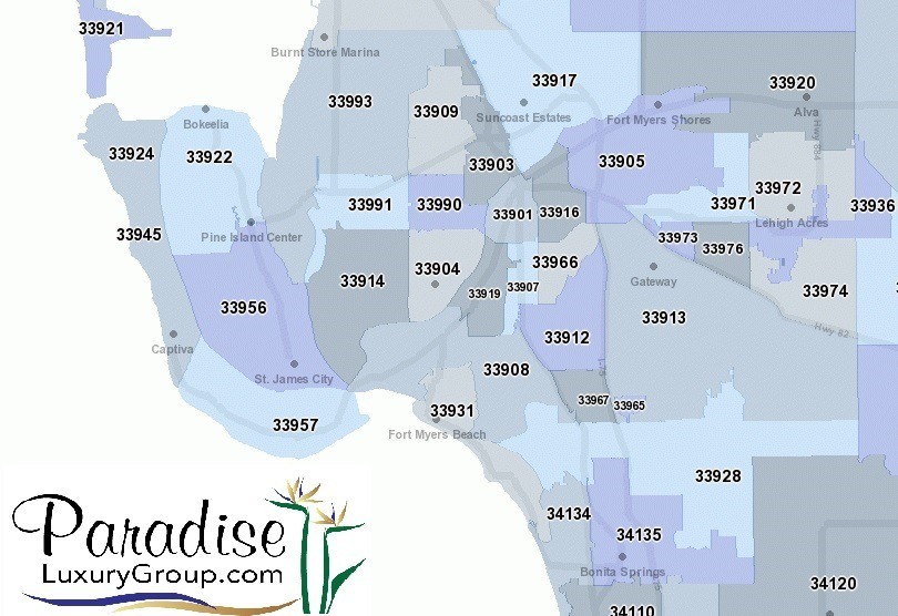 Fort Myers Fl Zip Code Map Southwest Florida Real Estate by Zip Code   Paradise Luxury Group 